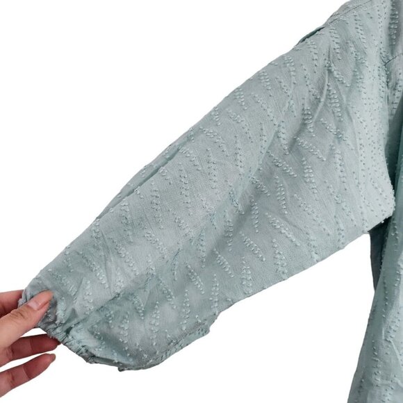 Anthropologie Dolan Blouse Small Blue Alvia Peasant 3/4 Balloon Sleeve Cotton - Picture 6 of 14